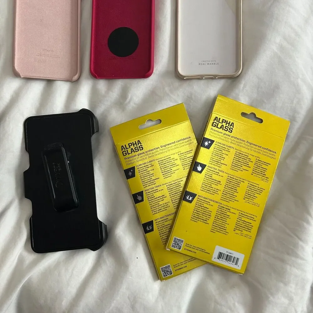 Lot of 9 iPhone 8 Plus or iPhone 7 Plus cases, 1 holster, 2 screen protectors